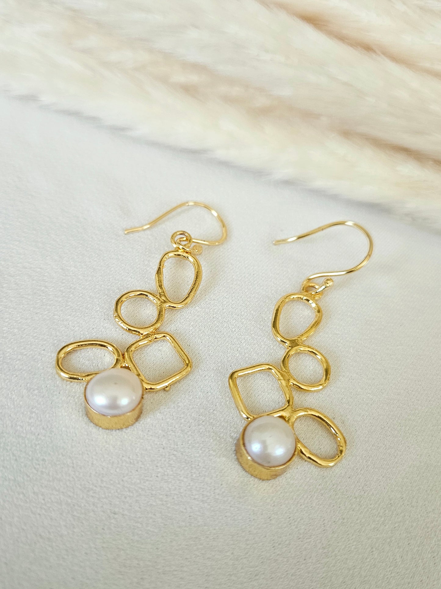 Real Pearl Gold Plated Handcrafted Hook Danglers