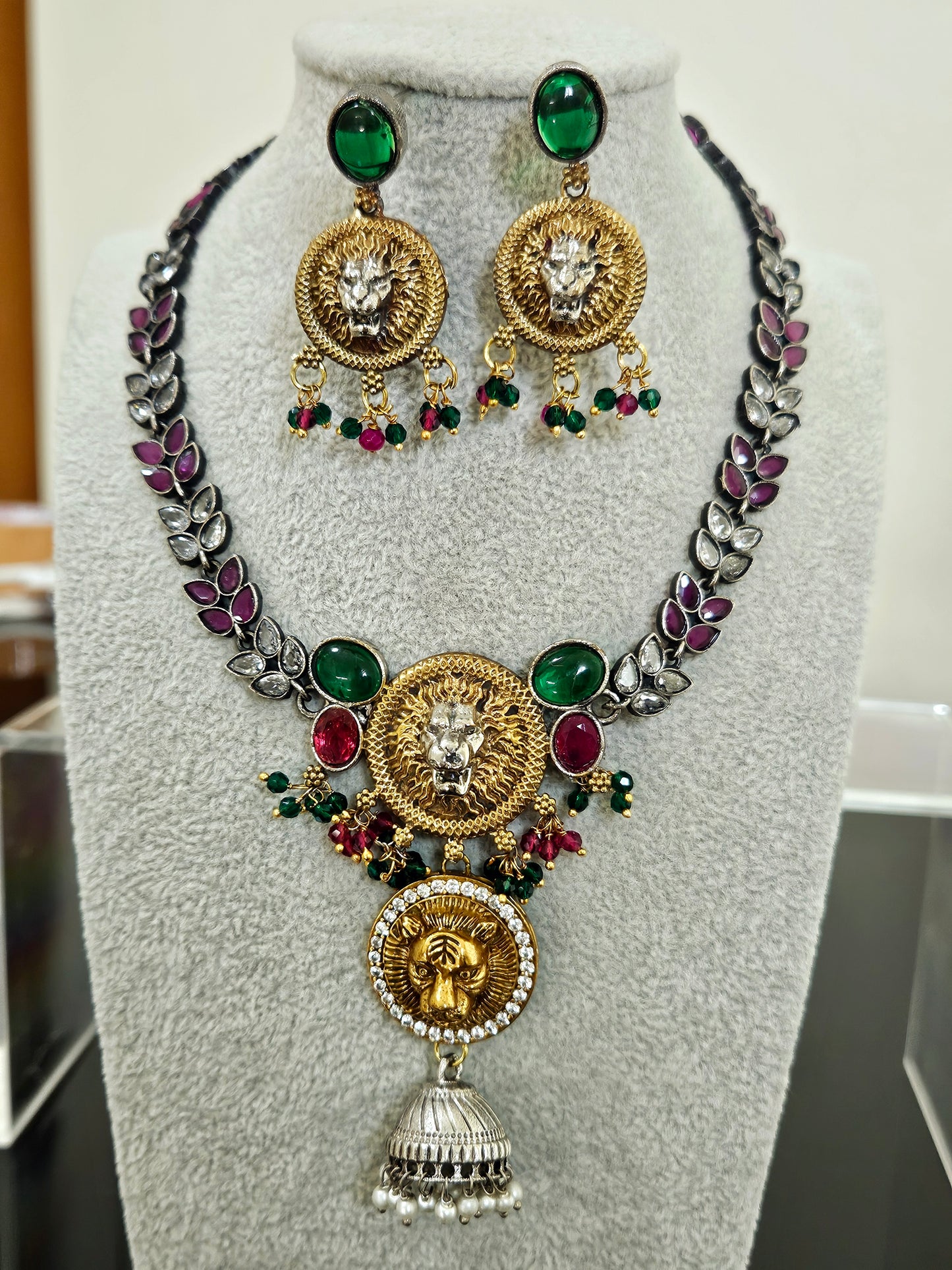 Exclusive Sabyasachi inspired Tiger Head Neckpiece with earrings