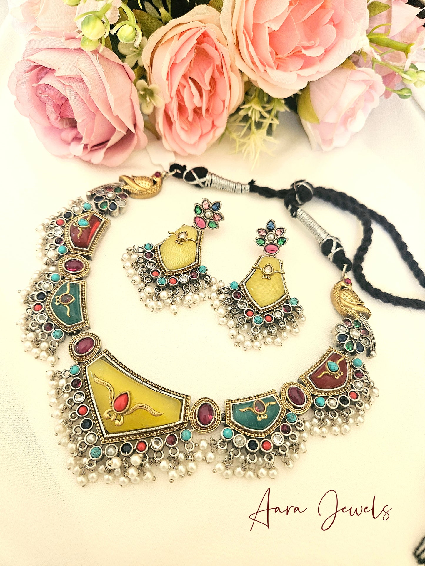Multicolor Monalisa Stone Necklace Set