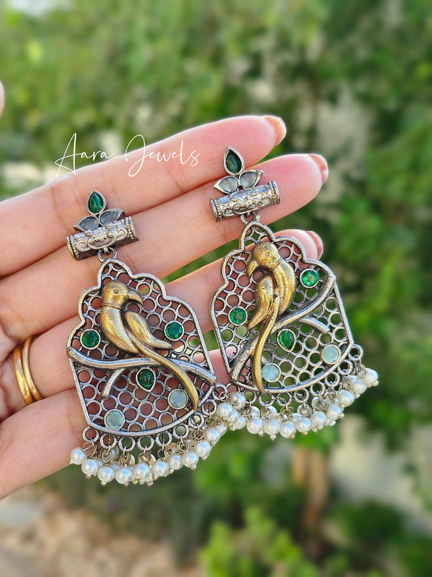 Dual Tone Bird Earrings