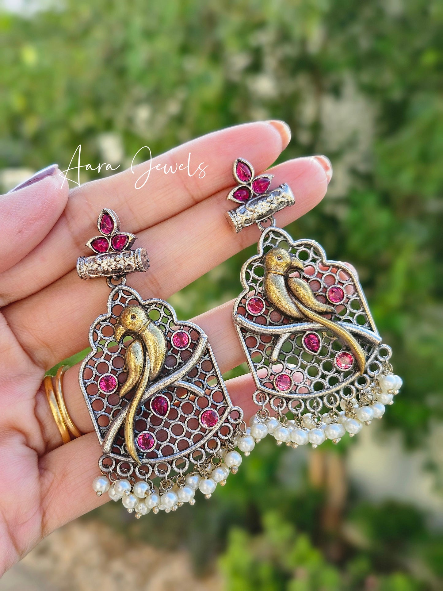 Dual Tone Bird Earrings