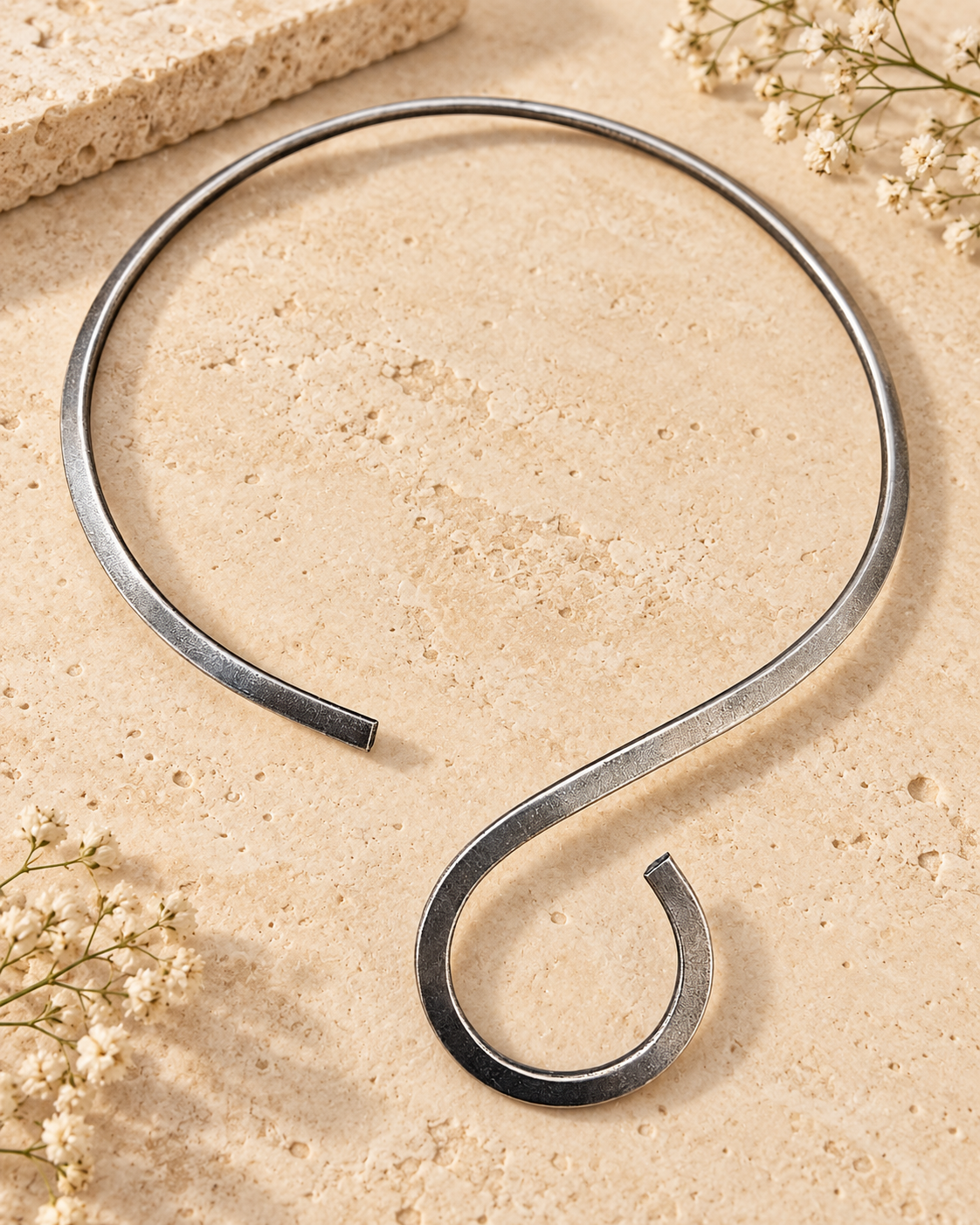 Spiral Silver Lookalike Brass Hasli