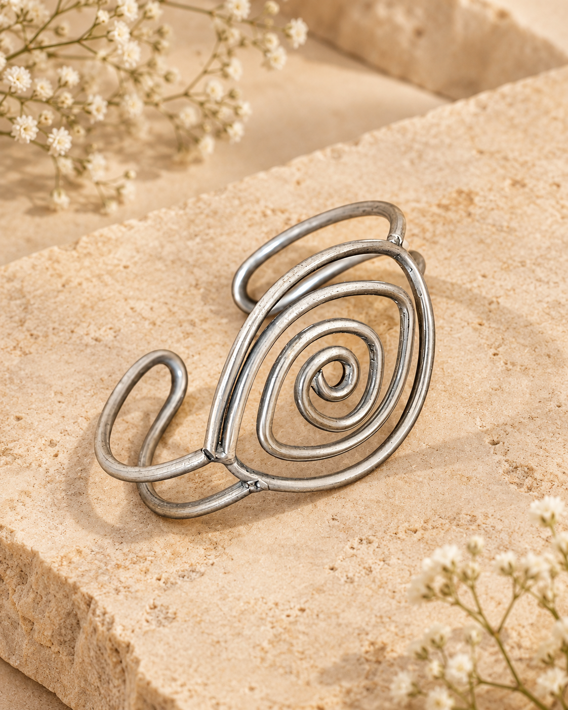 Spiral Silver Lookalike Brass Kada