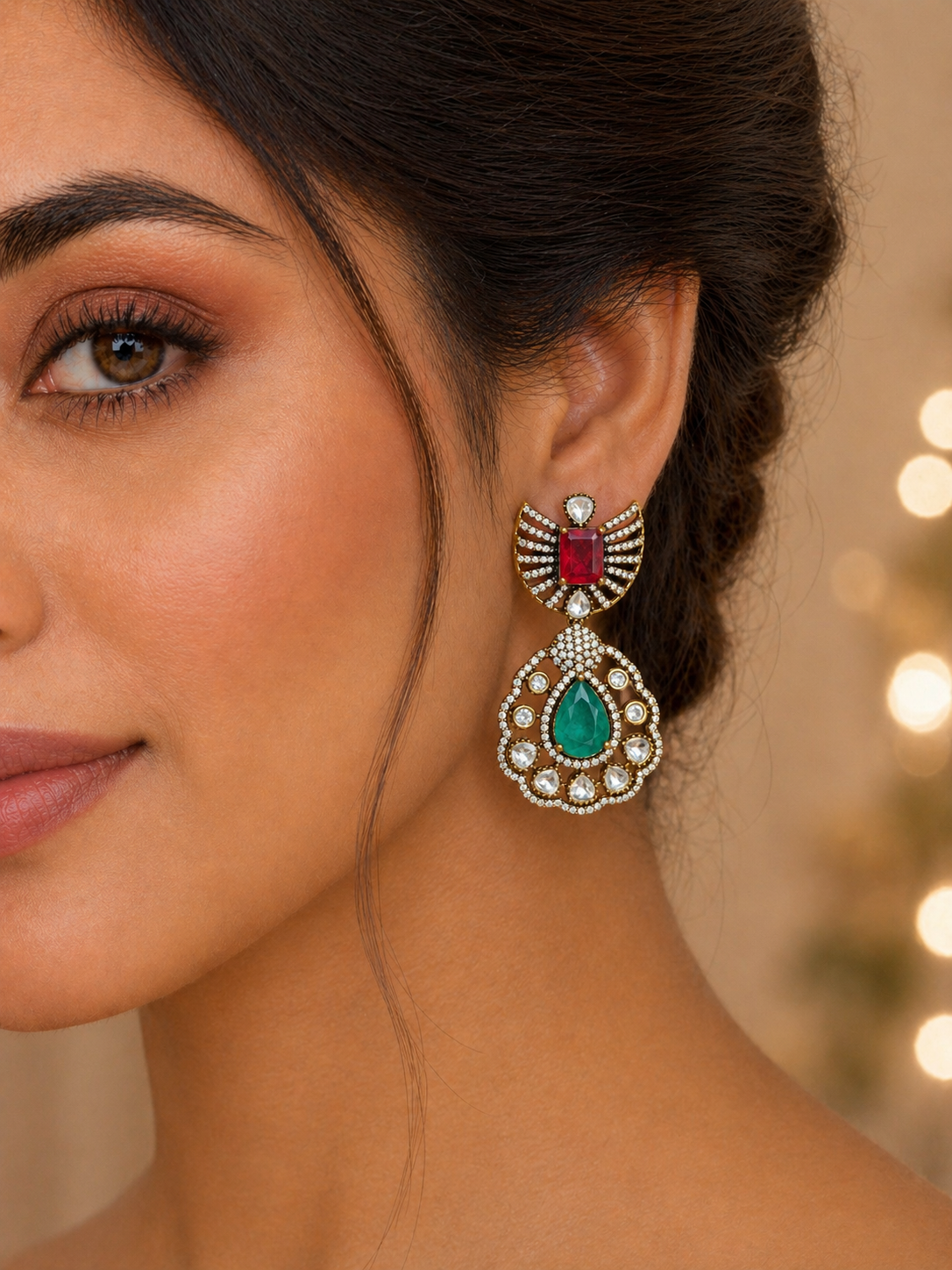 ed green kundan earrings indian wedding jewelry