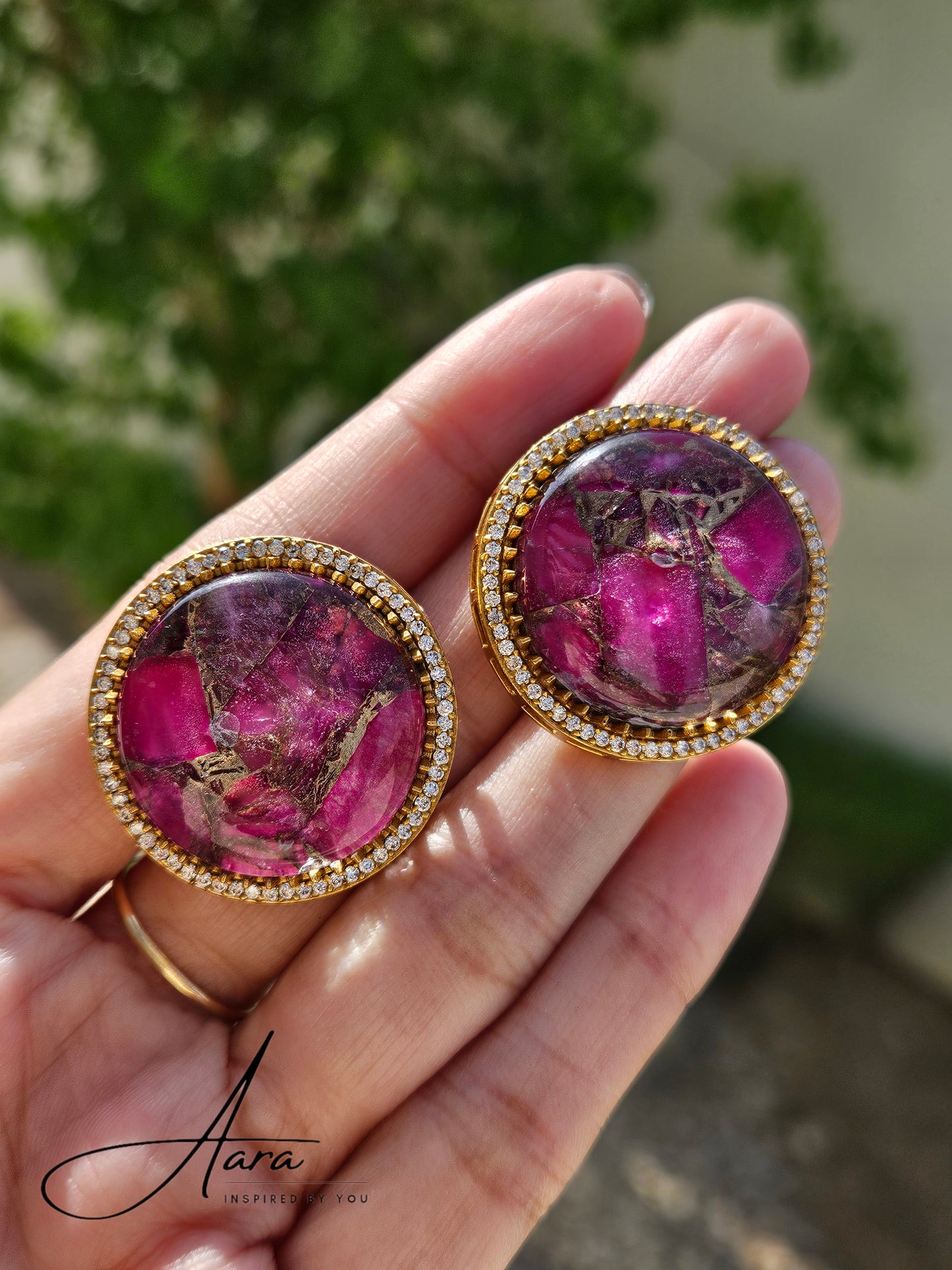 Copper Doublet Round Studs Earrings