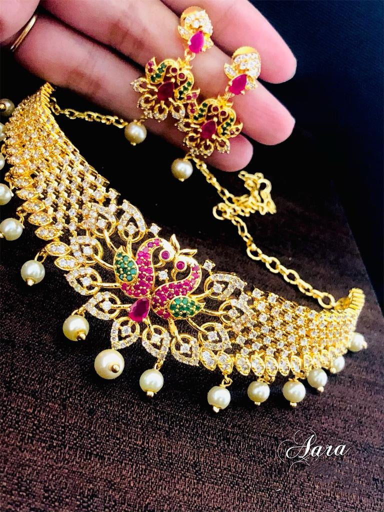 Hiranya American Diamond AD Choker Set
