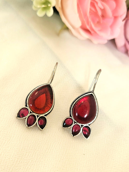 Drop Shape Monalisa Stone Hook Earrings