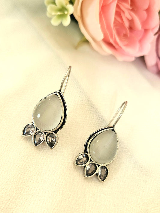 Drop Shape Monalisa Stone Hook Earrings