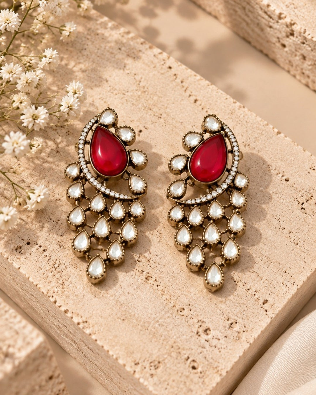 Matching statement earrings for Aara Hasli-style jewelry set