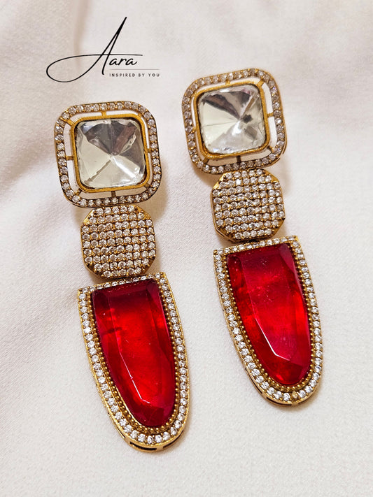 Moissanite Polki Kundan with Doublet Stone Indowestern Earrings Danglers