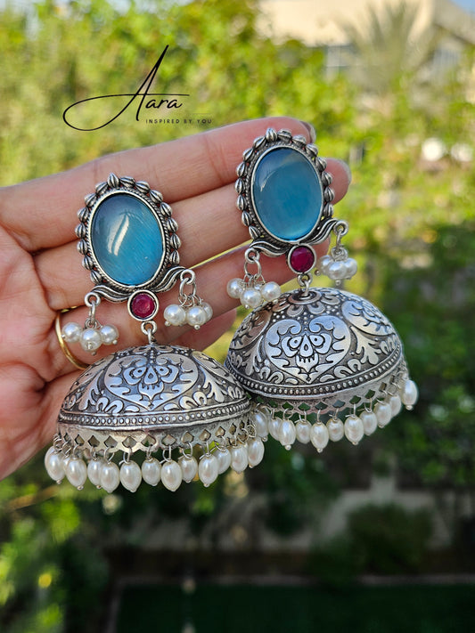 Silver Lookalike Handcrafted Lightweight Brass Jumka