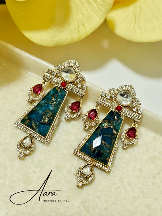 Shringara Doublet Earrings with Moissanite Polki AD Stone