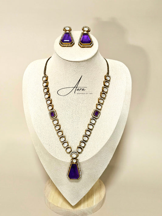 Premium Polki Kundan Doublet Stone Necklace Set
