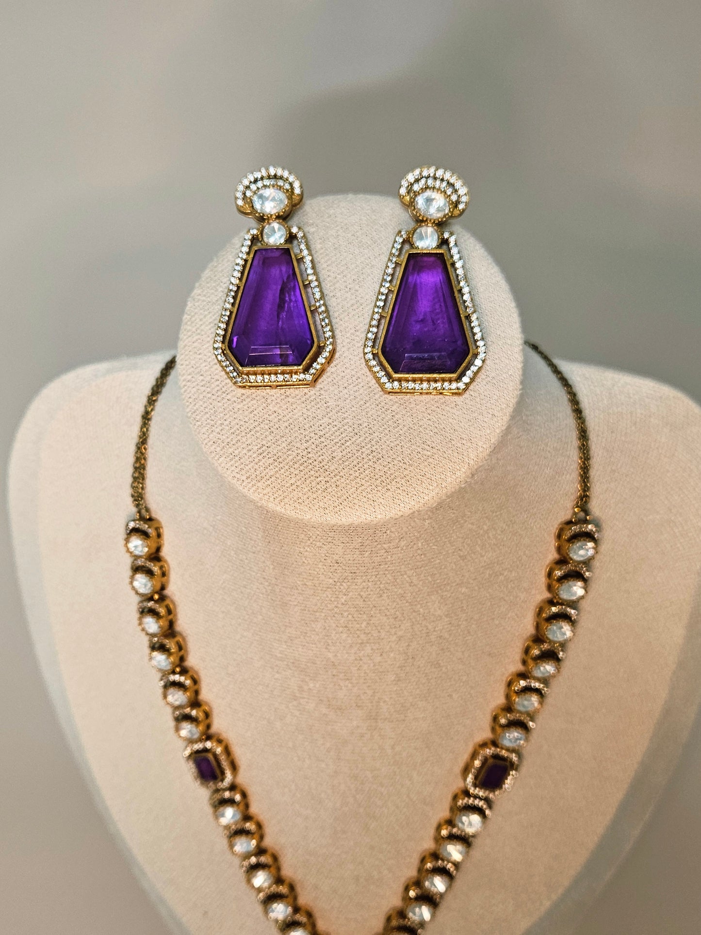 Premium Polki Kundan Doublet Stone Necklace Set