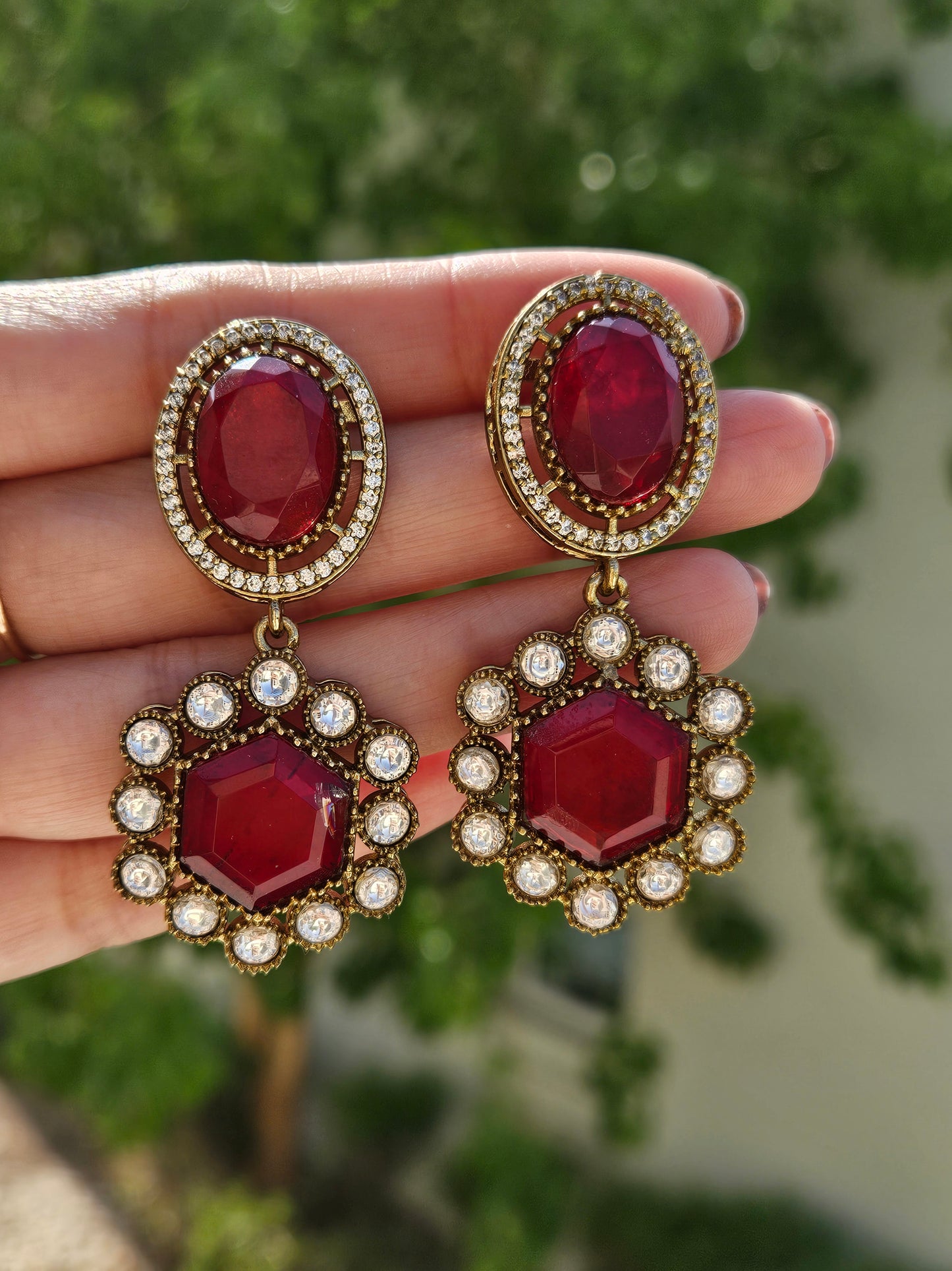 Noor Doublet Stone Earrings