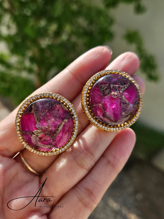 Copper Doublet Round Studs Earrings