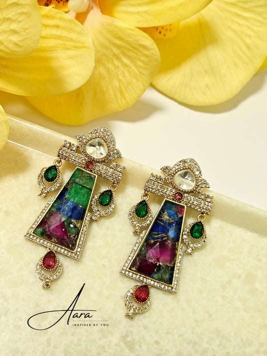 Shringara Doublet Earrings with Moissanite Polki AD Stone
