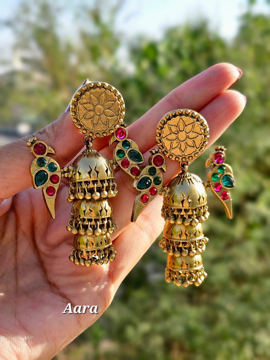 Premium Apala Polish 3 Layer Jumka Earrings