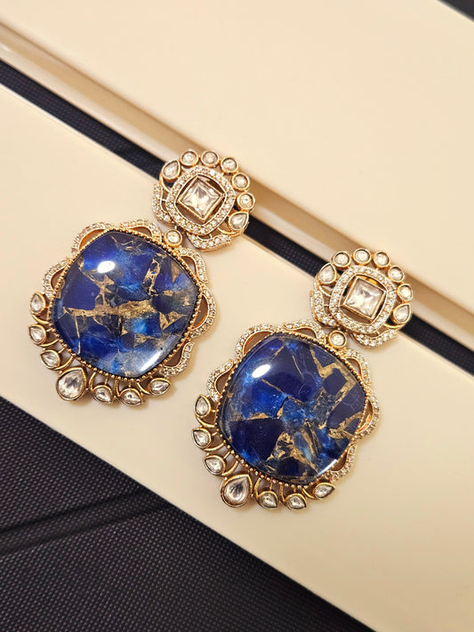 Avni Doublet Earrings with Moissanite Polki AD Stone