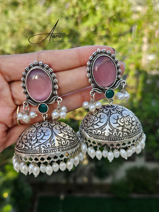 Silver Lookalike Handcrafted Lightweight Brass Jumka
