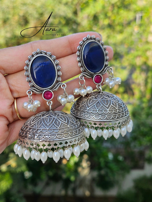 Silver Lookalike Handcrafted Lightweight Brass Jumka