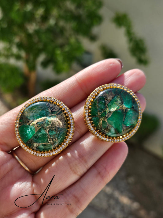 Copper Doublet Round Studs Earrings