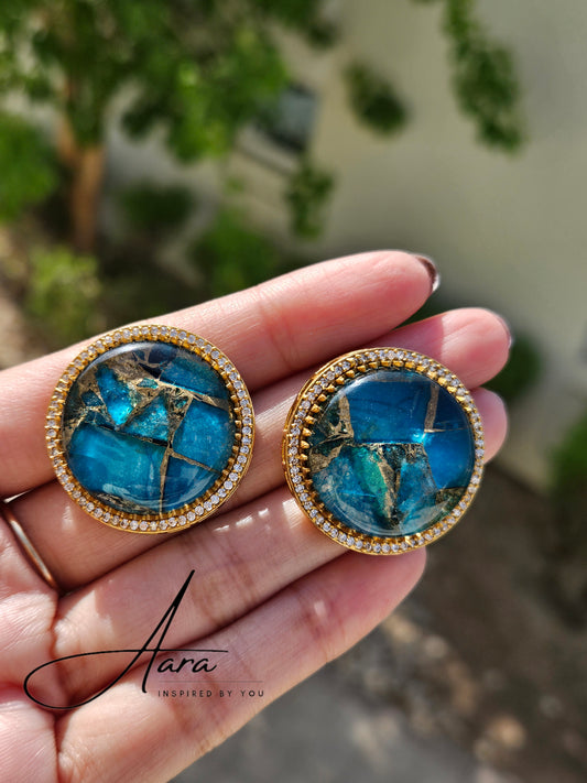 Copper Doublet Round Studs Earrings
