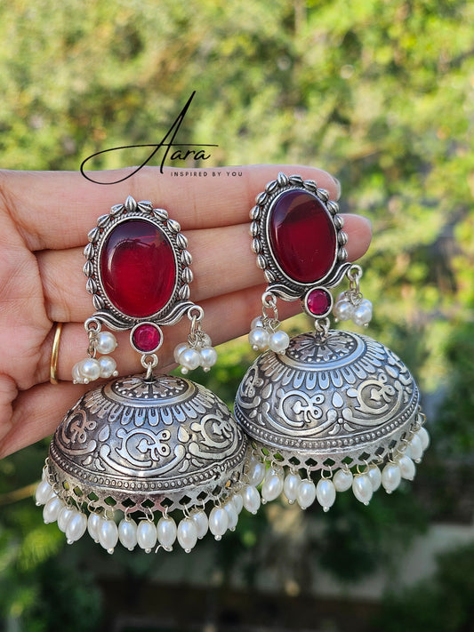 Silver Lookalike Handcrafted Lightweight Brass Jumka