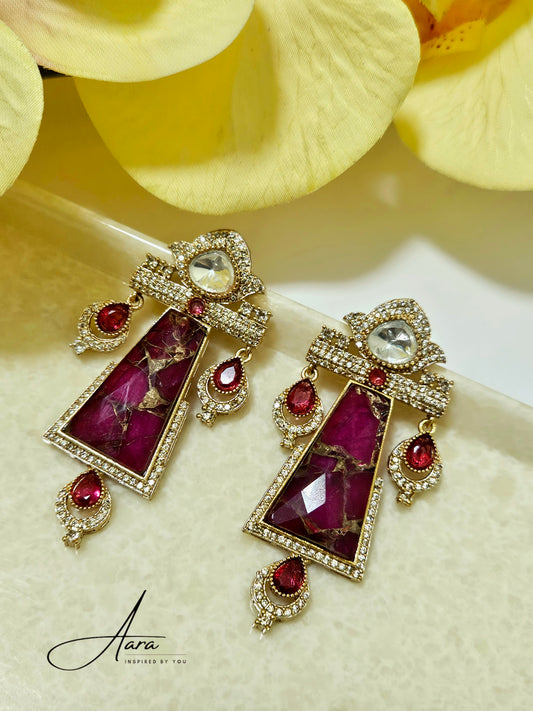 Shringara Doublet Earrings with Moissanite Polki AD Stone
