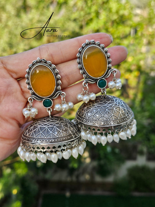 Silver Lookalike Handcrafted Lightweight Brass Jumka